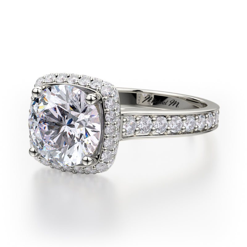 Michael M 18k White Gold Crown Engagement Ring