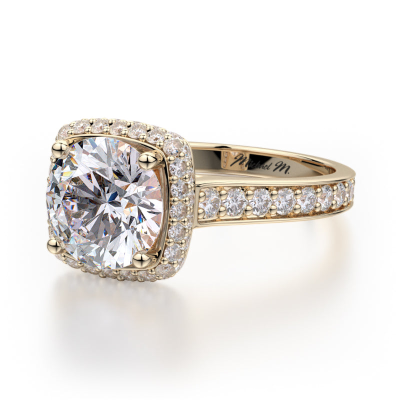 Michael M 18k Yellow Gold Crown Engagement Ring