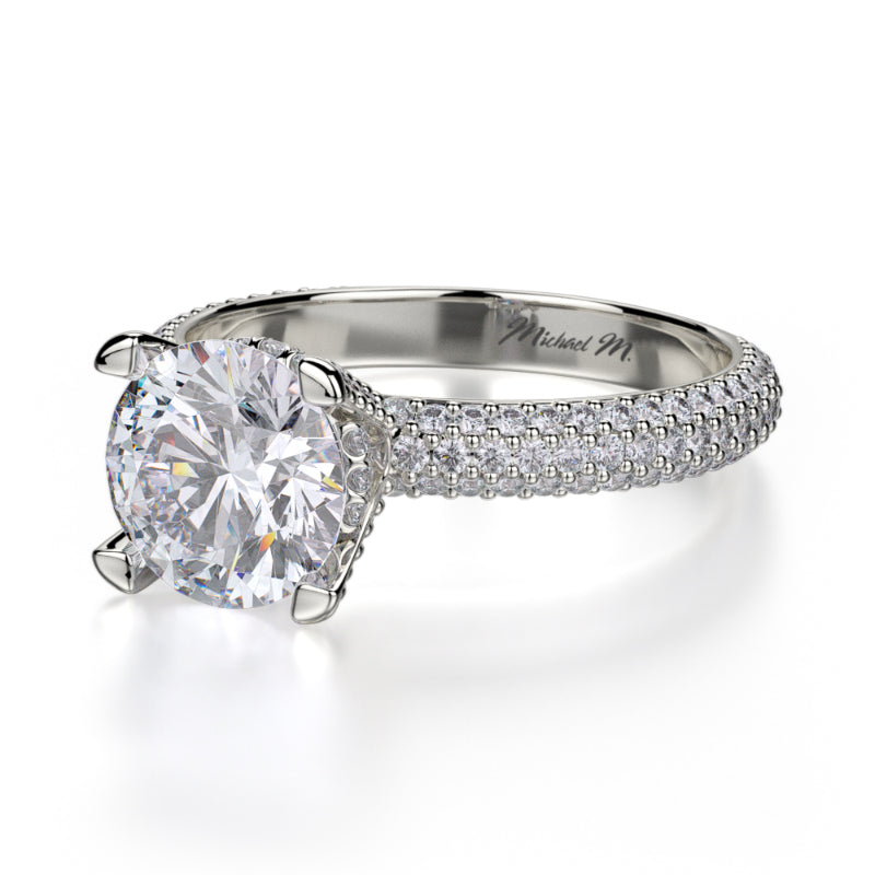 Michael M 18k White Gold Crown Engagement Ring