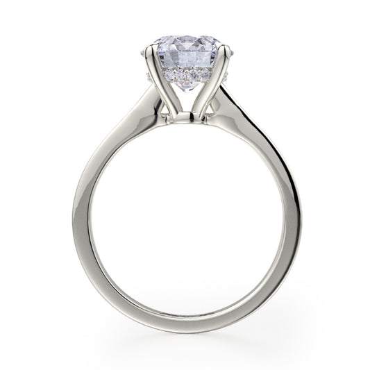 Michael M 18k White Gold Crown Diamond Straight Engagement Ring