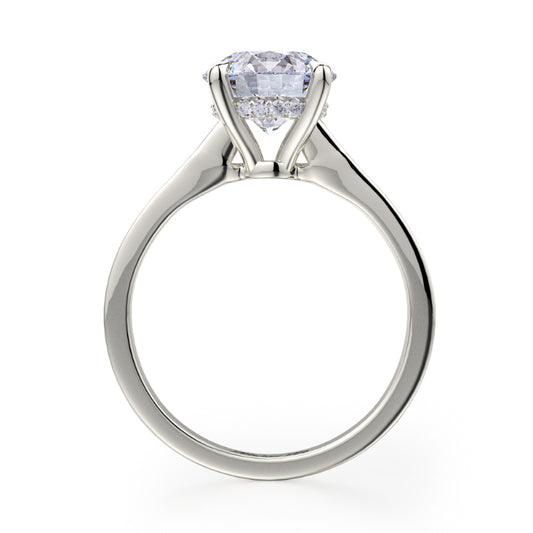 Michael M 18k White Gold Crown Engagement Ring