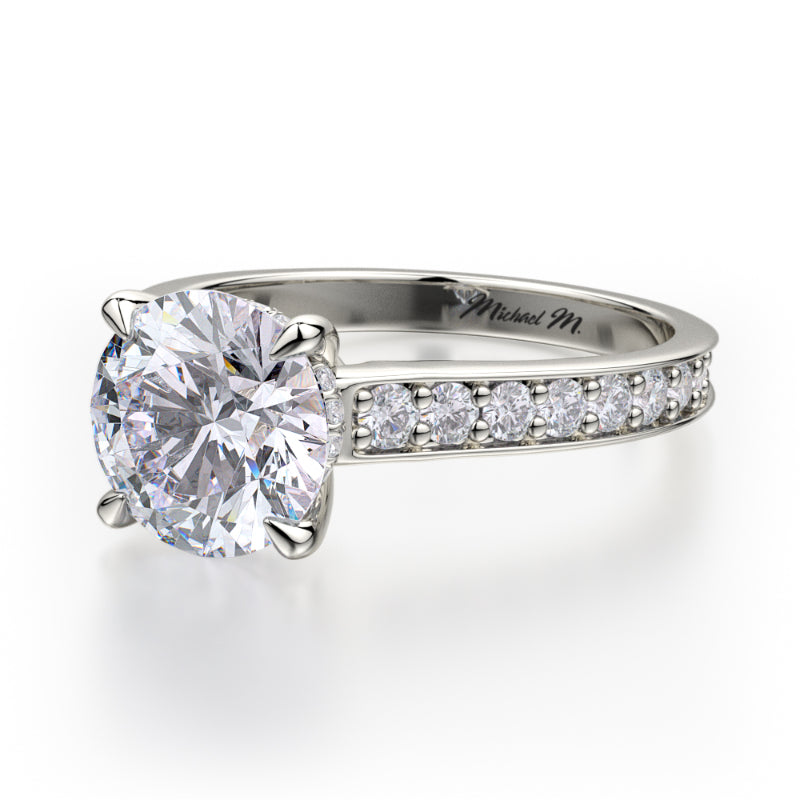 Michael M 18k White Gold Crown Engagement Ring