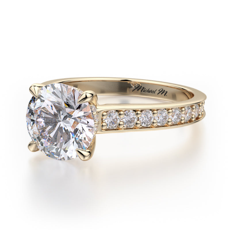 Michael M 18k Yellow Gold Crown Engagement Ring