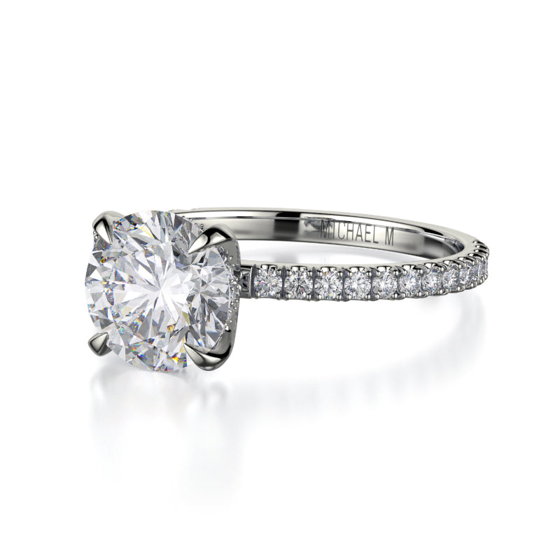 Michael M 18k White Gold Crown Engagement Ring