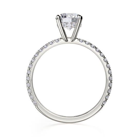 Michael M 18k White Gold Crown Engagement Ring