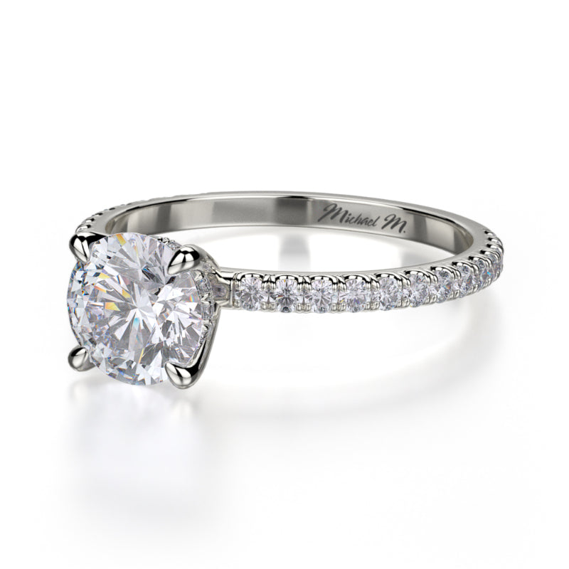 Michael M 18k White Gold Crown Engagement Ring