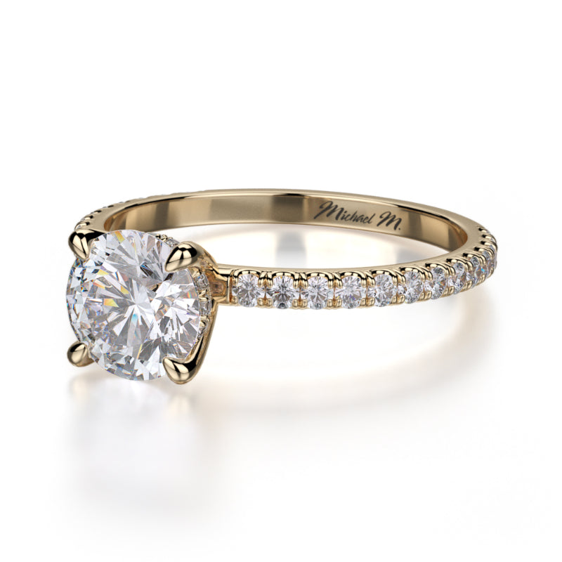 Michael M 18k Yellow Gold Crown Engagement Ring