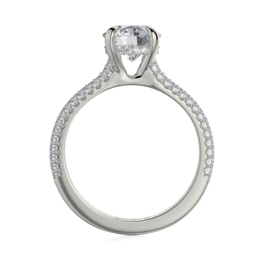Michael M 18k White Gold Crown Engagement Ring