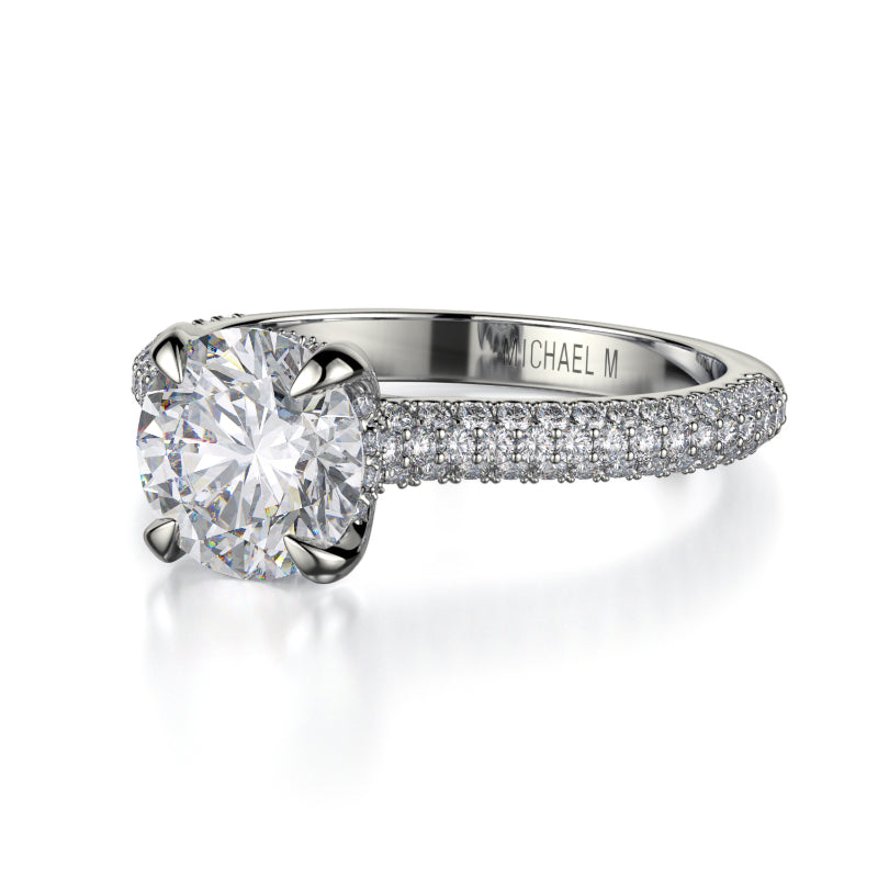 Michael M 18k White Gold Crown Engagement Ring