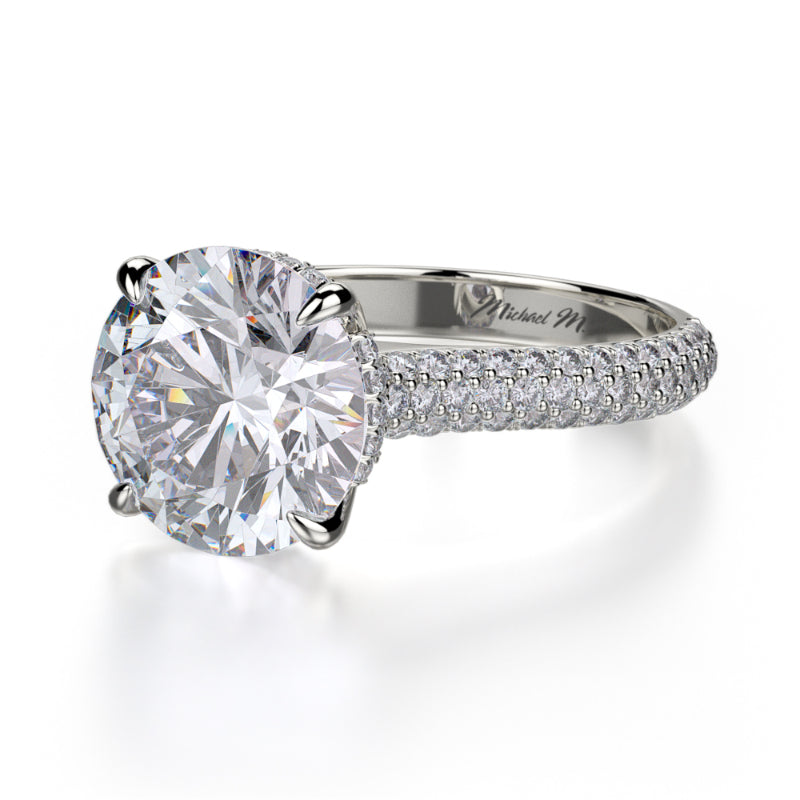 Michael M 18k White Gold Crown Engagement Ring