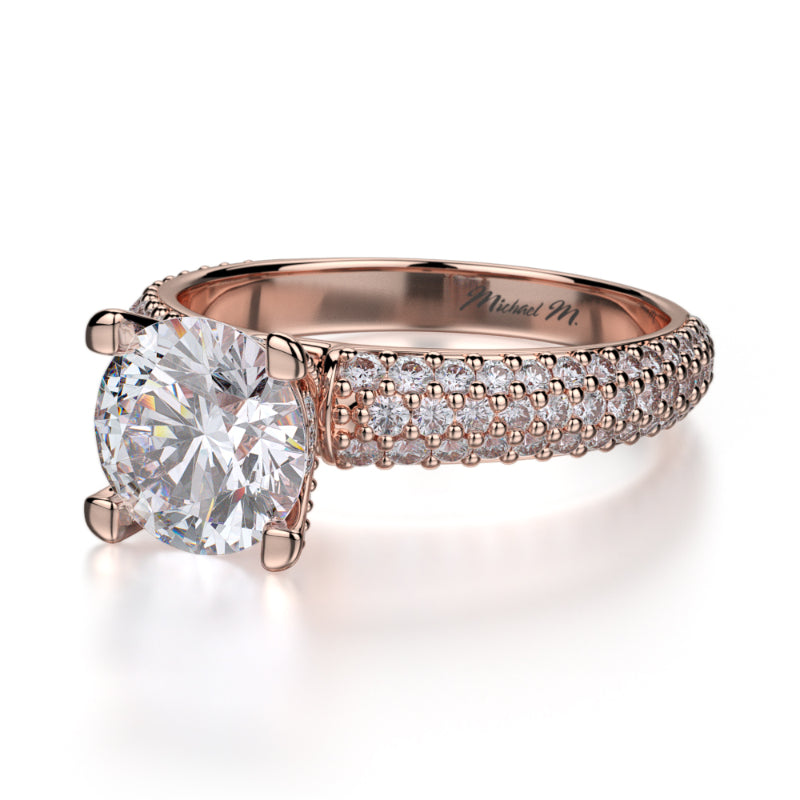Michael M 18k Rose Gold Crown Engagement Ring