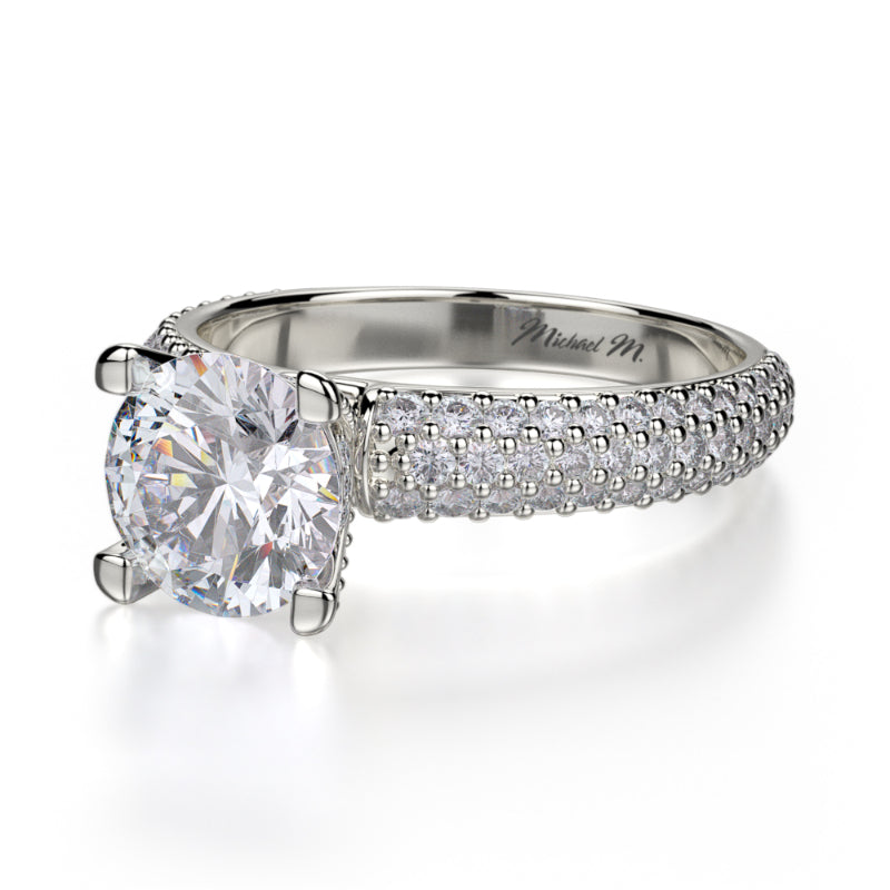 Michael M 18k White Gold Crown Engagement Ring