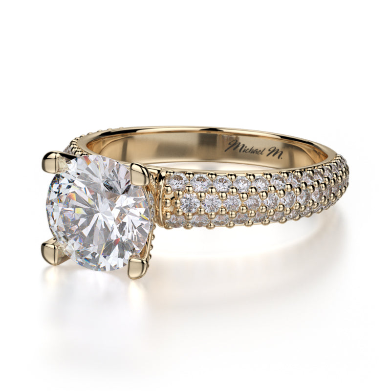 Michael M 18k Yellow Gold Crown Engagement Ring