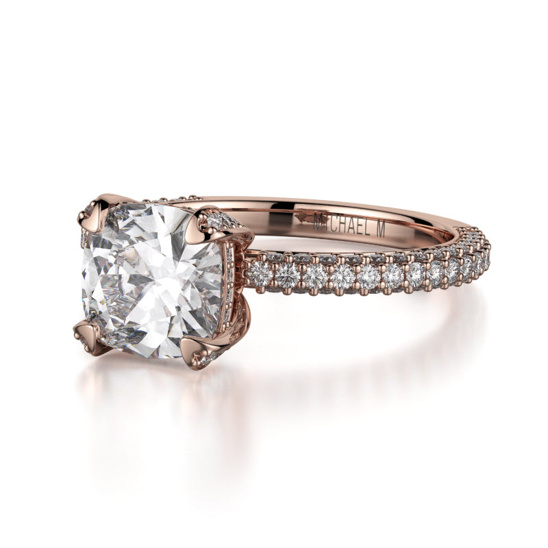 Michael M 18k Rose Gold Crown Engagement Ring