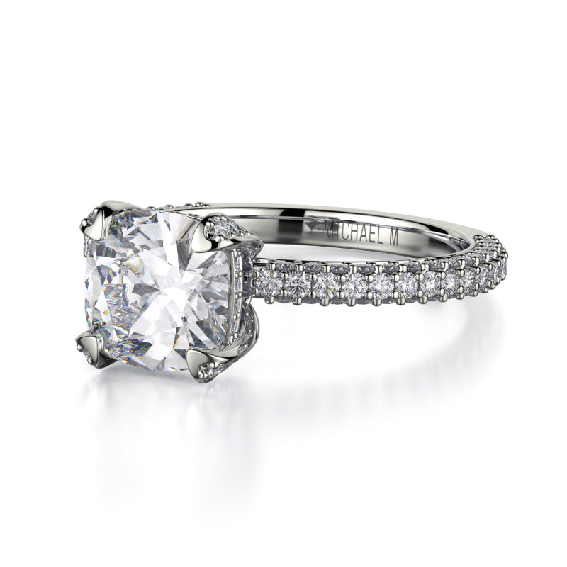 Michael M 18k White Gold Crown Engagement Ring