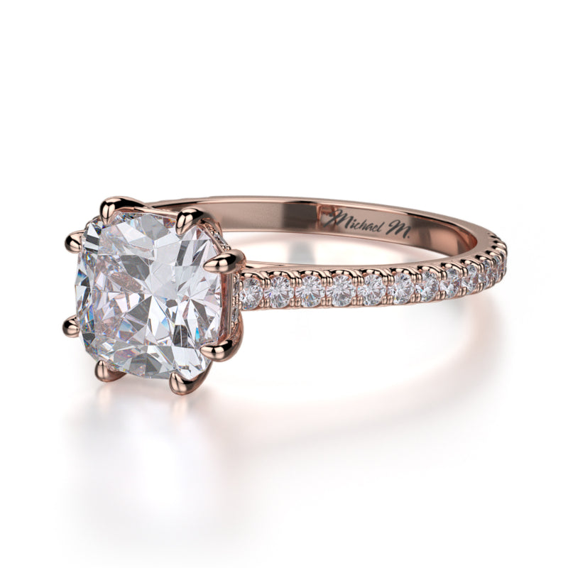 Michael M 18k Rose Gold Crown Engagement Ring