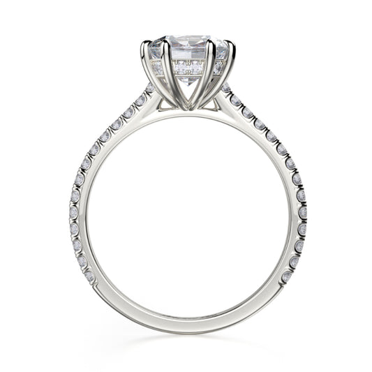 Michael M 18k White Gold Crown Engagement Ring
