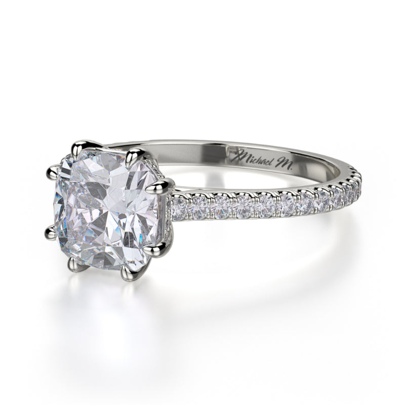 Michael M 18k White Gold Crown Engagement Ring