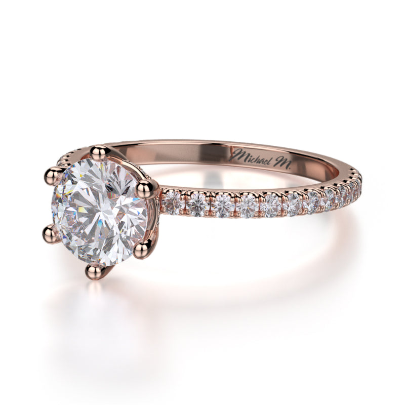 Michael M 18k Rose Gold Crown Engagement Ring