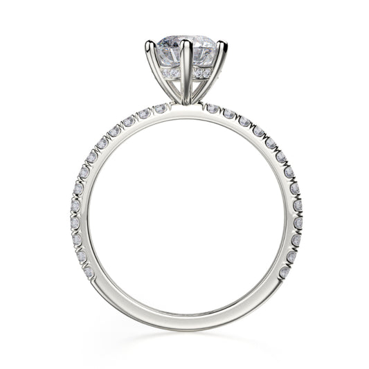 Michael M 18k White Gold Crown Engagement Ring