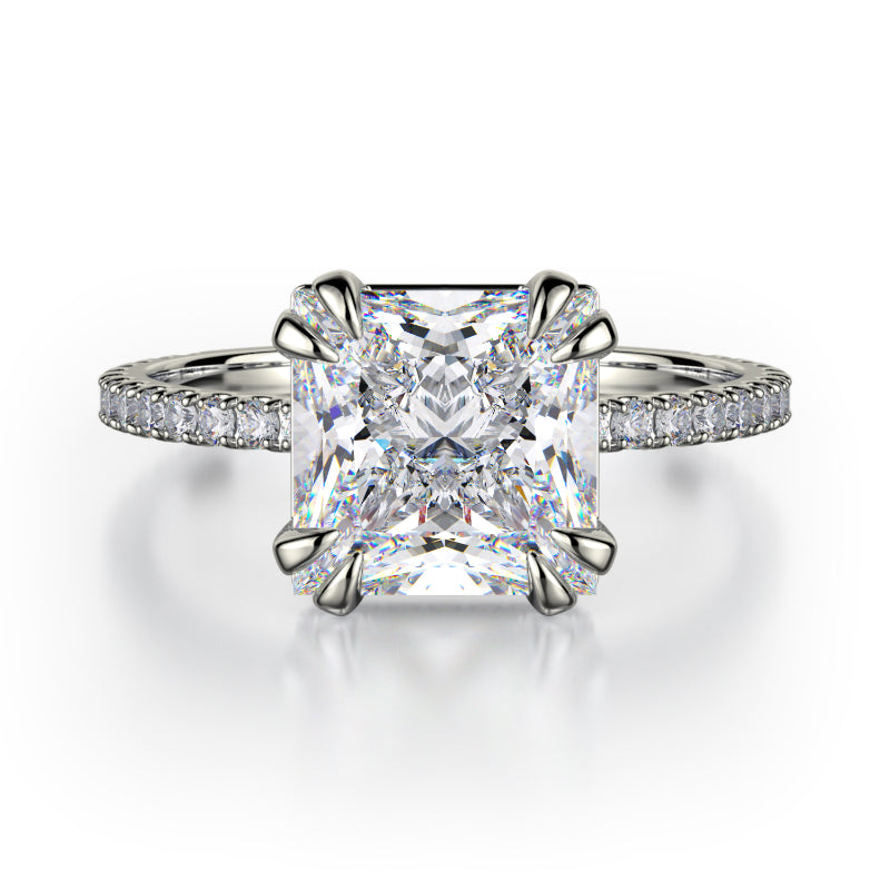 Michael M 18k White Gold Crown Engagement Ring