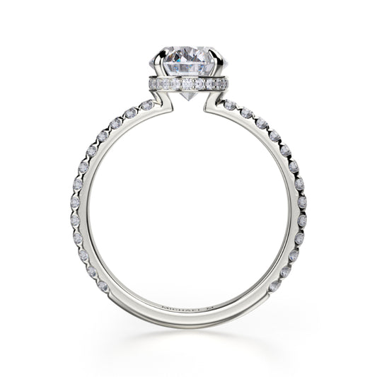 Michael M 18k White Gold Crown Engagement Ring