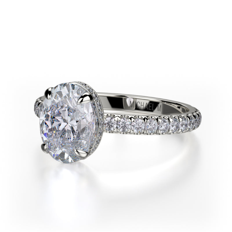 Michael M 18k White Gold Crown Engagement Ring