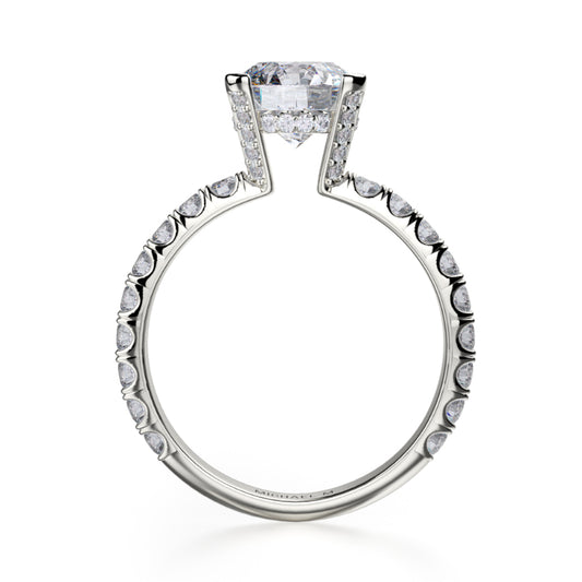 Michael M 18k White Gold Crown Engagement Ring