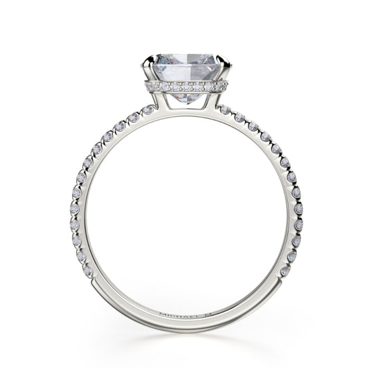 Michael M 18k White Gold Crown Engagement Ring