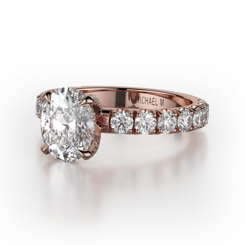 Michael M 18k Rose Gold Crown Engagement Ring