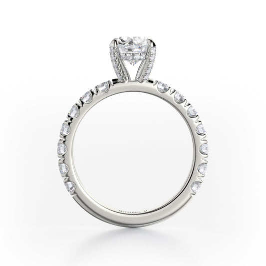 Michael M 18k White Gold Crown Engagement Ring