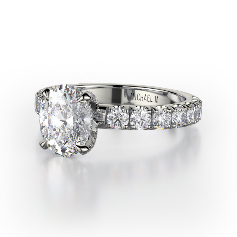 Michael M 18k White Gold Crown Engagement Ring