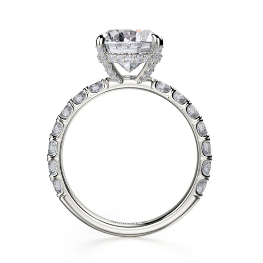 Michael M 18k White Gold Crown Engagement Ring