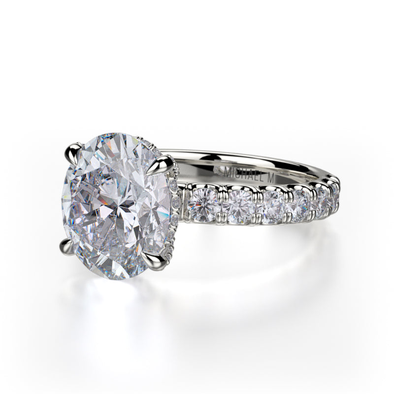 Michael M 18k White Gold Crown Engagement Ring