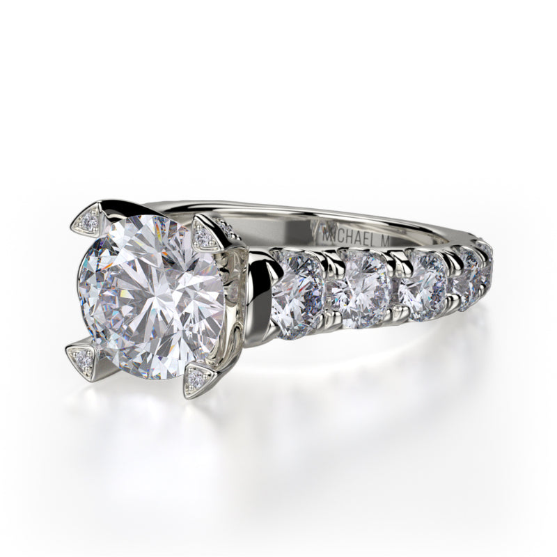 Michael M 18k White Gold Stella Engagement Ring