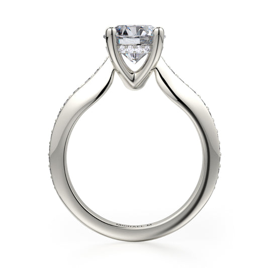 Michael M 18k White Gold Crown Engagement Ring