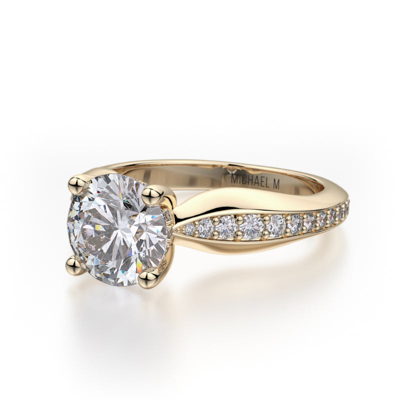 Michael M 18k Yellow Gold Crown Engagement Ring