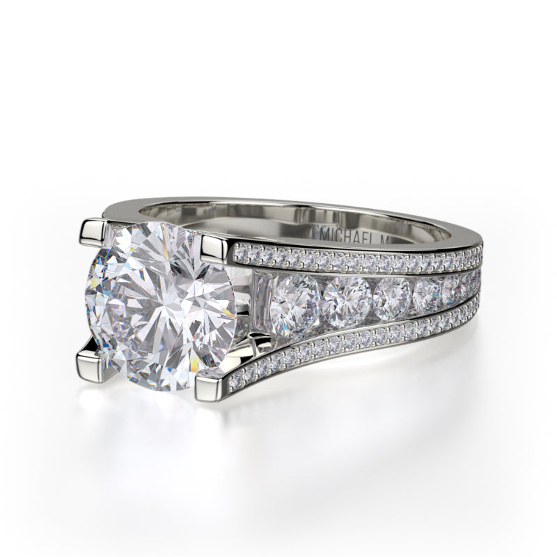 Michael M 18k White Gold Loud Engagement Ring