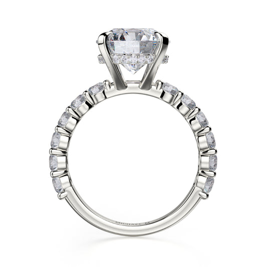 Michael M 18k White Gold Crown Engagement Ring