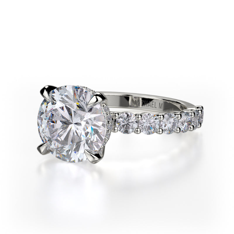 Michael M 18k White Gold Crown Engagement Ring