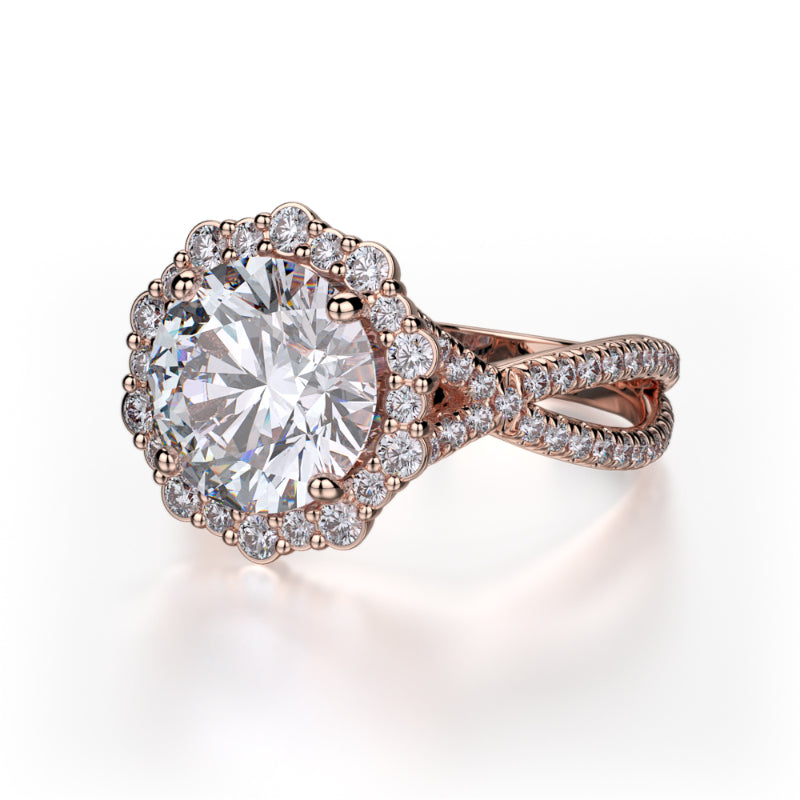 Michael M 18k Rose Gold Defined Engagement Ring