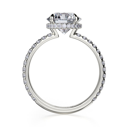 Michael M 18k White Gold Crown Diamond Straight Engagement Ring