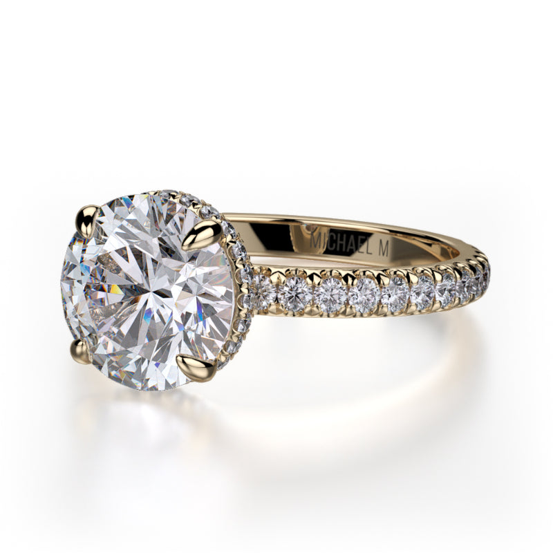 Michael M 18k Yellow Gold Crown Engagement Ring