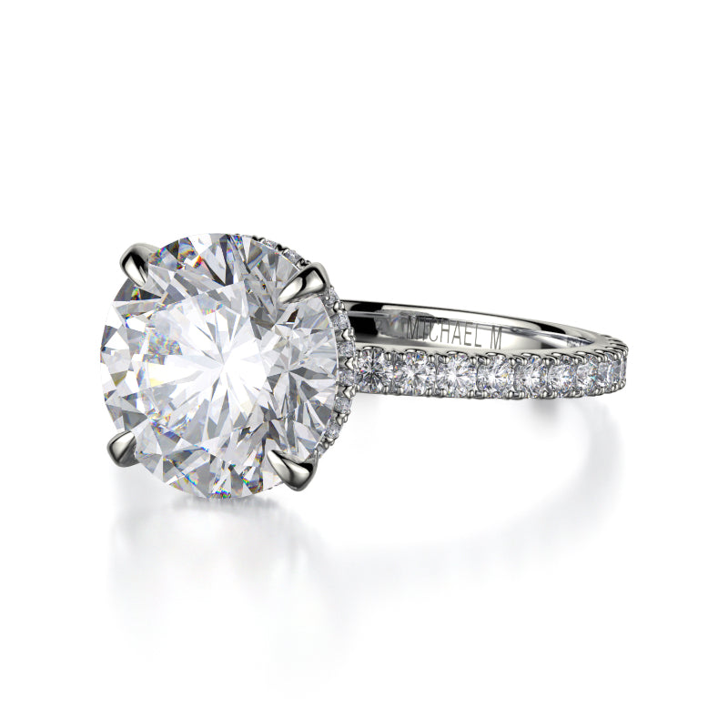 Michael M 18k White Gold Crown Engagement Ring