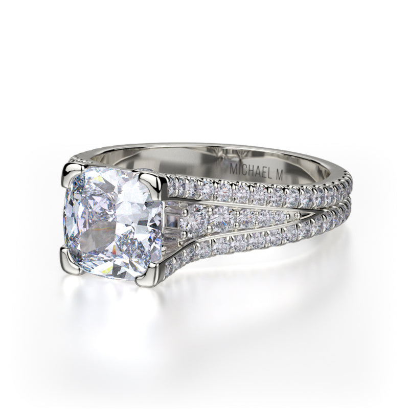 Michael M 18k White Gold Loud Engagement Ring