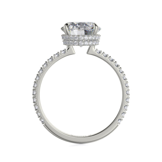 Michael M 18k White Gold Crown Engagement Ring