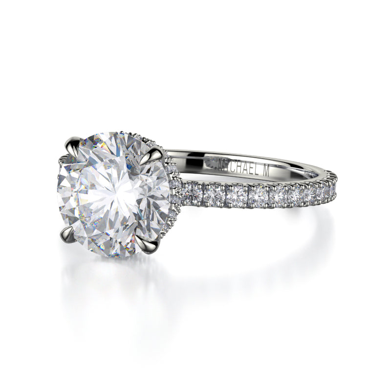 Michael M 18k White Gold Crown Engagement Ring