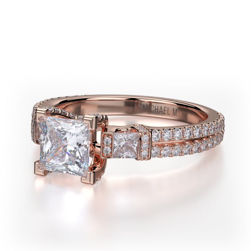 Michael M 18k Rose Gold Princess Engagement Ring