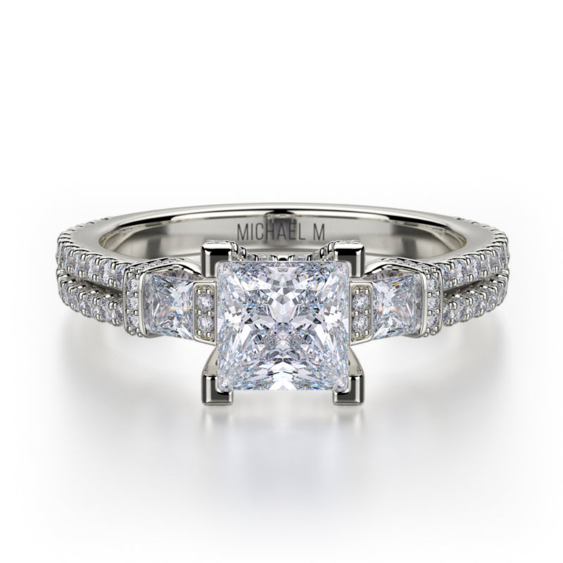 Michael M 18k White Gold Straight Engagement Ring