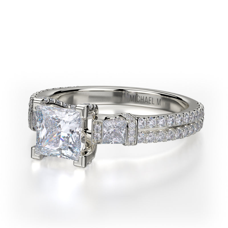 Michael M 18k White Gold Princess Engagement Ring